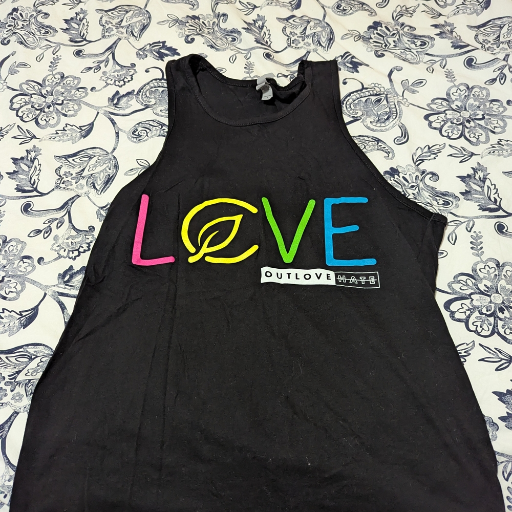 Black Tank Top with Colorful LOVE Print